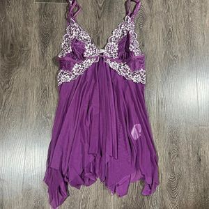 Avid Love Women's Purple Slip Dress lace‎ flower detailing size s